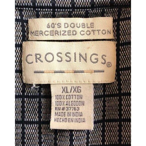 Crossings Mens Size XL Black & Brown Plaid Short Sleeve Polo Shirt - Picture 10 of 11